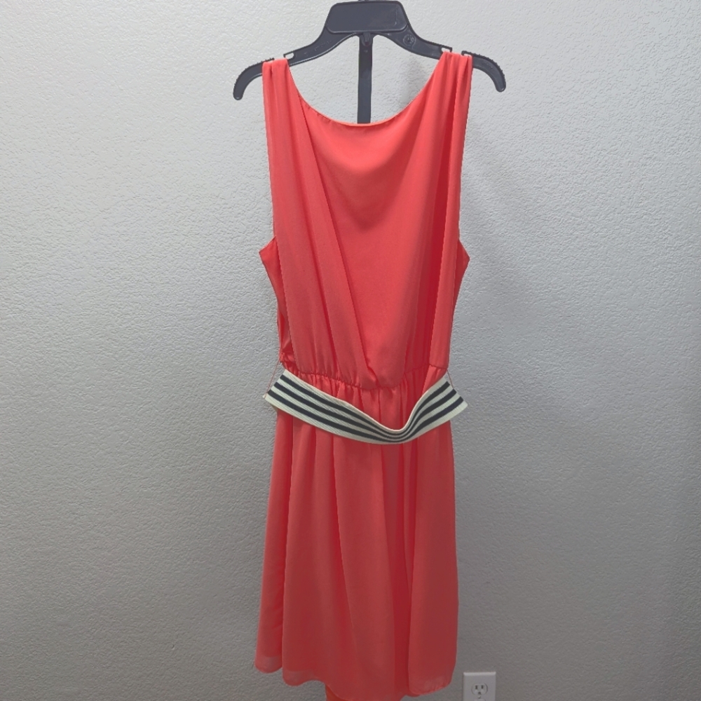 3/$14 Coral Sleeveless Dress With Belt